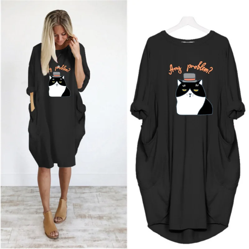 Autumn Dress Women Cat Print Full Sleeves O Neck Knee Midi Dress Autumn Dresses Women 2022 Loose Casual Korean Fashion Clothing
Autumn Dress Women Cat Print Full Sleeves O Neck Knee Midi Dress Autumn Dresses Women 2022 Loose Casual Korean Fashion Clothing