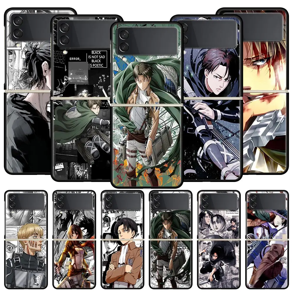 

Anime Attack On Titan Z Flip 4 Phone Case For Samsung Z Flip 3 5G Black Hard Shell Galaxy ZFlip3 ZFlip4 Cover Folding Coque