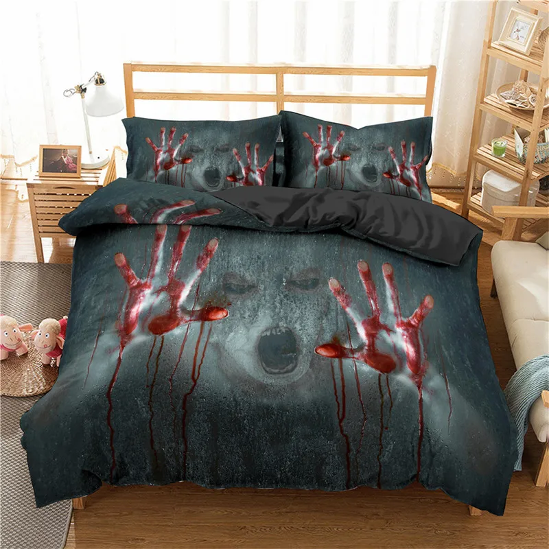 Queen Size Horror Theme Microfiber Skull Skeleton 3D Print Duvet Cover Pillowcases Bedroom Decor Bloody Hand Gothic Bedding Set
Queen Size Horror Theme Microfiber Skull Skeleton 3D Print Duvet Cover Pillowcases Bedroom Decor Bloody Hand Gothic Bedding Set