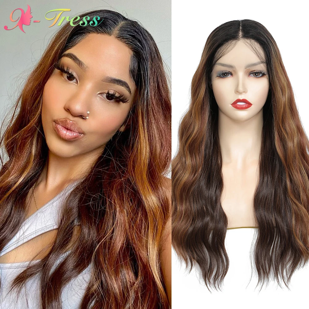 X-TRESS Long Natural Wave Synthetic Lace Front Wig Ombre Brown Middle Part Lace Hair Wigs for Black Women Heat Resistant Fiber
X-TRESS Long Natural Wave Synthetic Lace Front Wig Ombre Brown Middle Part Lace Hair Wigs for Black Women Heat Resistant Fiber
