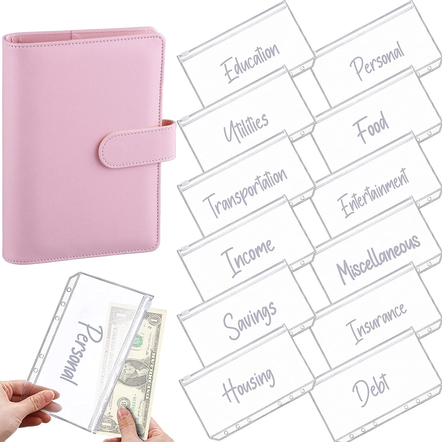 A6 PU Leather Notebook Binder Planner Budget Organizer Binder Cover with 12 Binder Pocket Zipper Folders for Bill Planner Budget
A6 PU Leather Notebook Binder Planner Budget Organizer Binder Cover with 12 Binder Pocket Zipper Folders for Bill Planner Budget