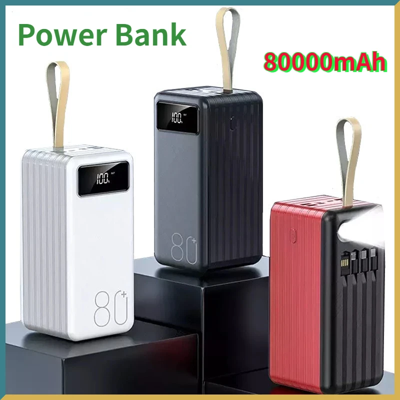 80000mAh Capacity Battery Charger Power Bank Built-in Data Line 4 USB Outputs With Led Digital Display Portable Power Station
80000mAh Capacity Battery Charger Power Bank Built-in Data Line 4 USB Outputs With Led Digital Display Portable Power Station