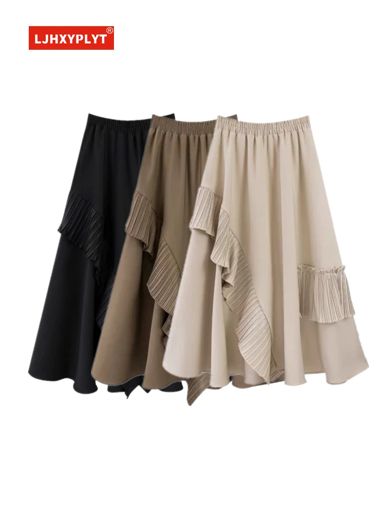 Solid Color Irregular Stitching Skirt Summer Pleated Ruffled High Waist Umbrella Skirt Knee-high Mid-length A-line Skirt Female
Solid Color Irregular Stitching Skirt Summer Pleated Ruffled High Waist Umbrella Skirt Knee-high Mid-length A-line Skirt Female
