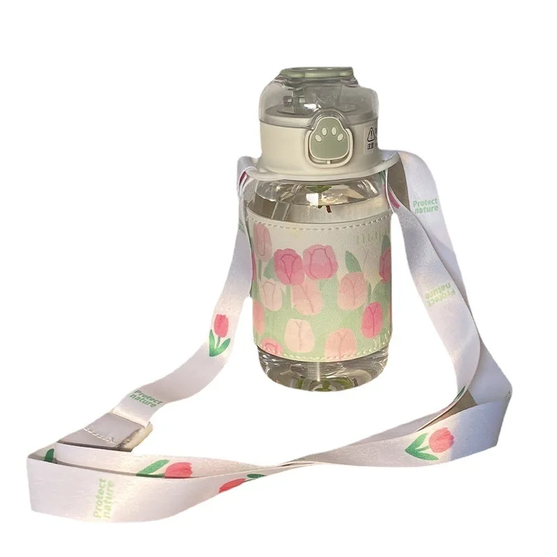 Advanced Tulip Transparent Plastic Water Cup Student Cute In Portable Shoulder Strap Children's Straw Cup Water Bottles
Advanced Tulip Transparent Plastic Water Cup Student Cute In Portable Shoulder Strap Children's Straw Cup Water Bottles