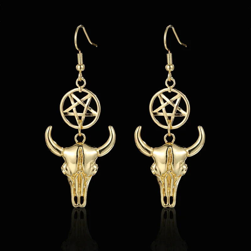 

Gold Long Pendant Chinese Zodiac Bull Drop Earrings Women 2023 Fashion Trends Cubic Zirconia Stone Party Jewelry Free Shipping
