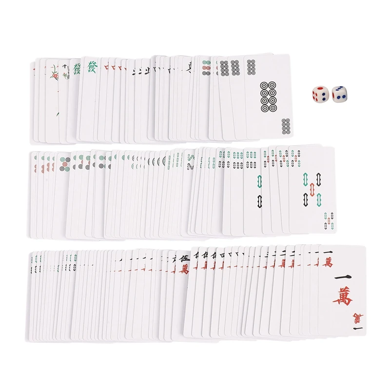 144Pcs/Set Mah Jong Paper Mahjong Chinese Playing Cards Game With 2Pcs Dices Portable Travel Entertainment Playing Cards Kit New
144Pcs/Set Mah Jong Paper Mahjong Chinese Playing Cards Game With 2Pcs Dices Portable Travel Entertainment Playing Cards Kit New