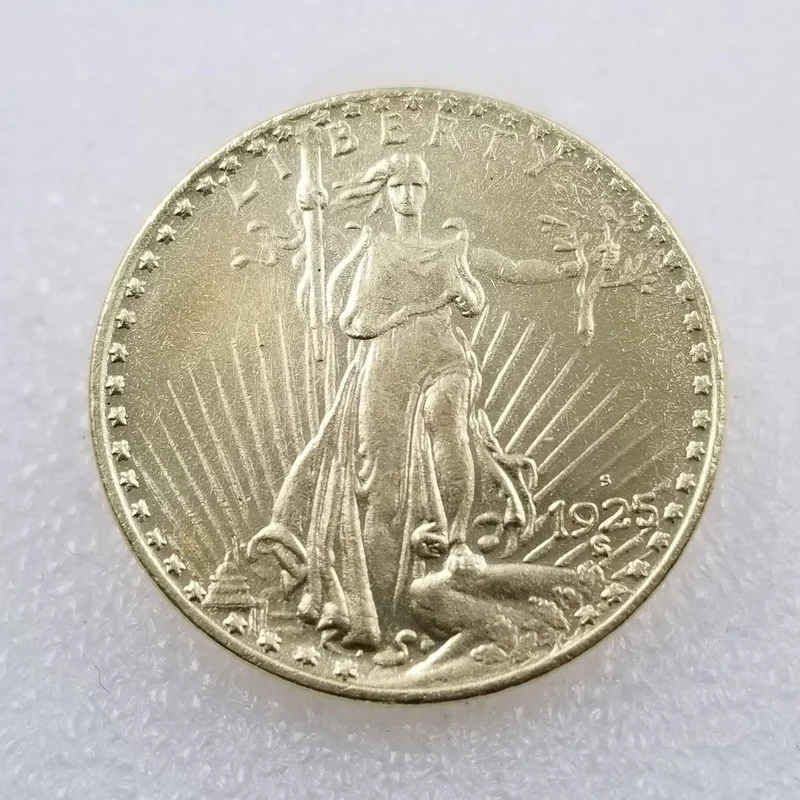 American 1925 S Version 20 Dollars Brass Gold-plated Commemorative Collectible Coin Gift Lucky Challenge Coin
American 1925 S Version 20 Dollars Brass Gold-plated Commemorative Collectible Coin Gift Lucky Challenge Coin