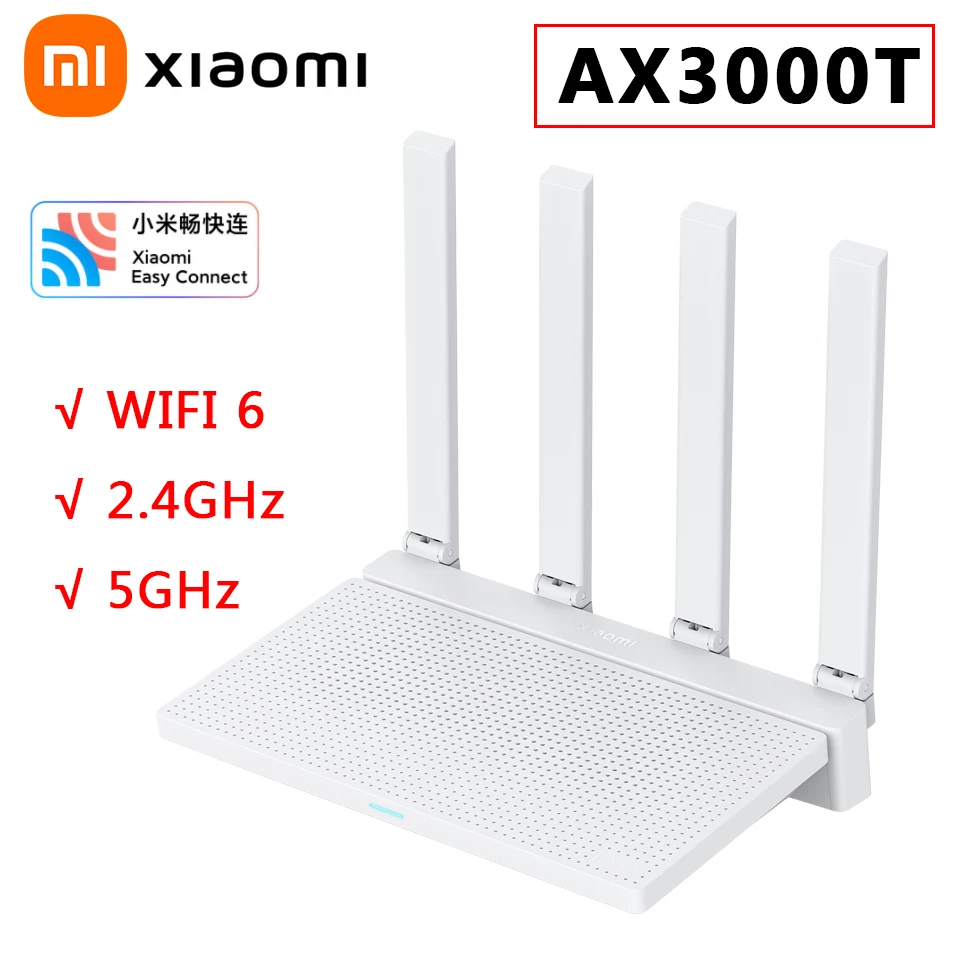 Xiaomi AX3000T Mesh Router 3000Mbs 256MB WiFi6 Dual WAN 2.4/5GHz Signal Network Qualcomm CPU Repeater Amplifier with Mi Home
Xiaomi AX3000T Mesh Router 3000Mbs 256MB WiFi6 Dual WAN 2.4/5GHz Signal Network Qualcomm CPU Repeater Amplifier with Mi Home