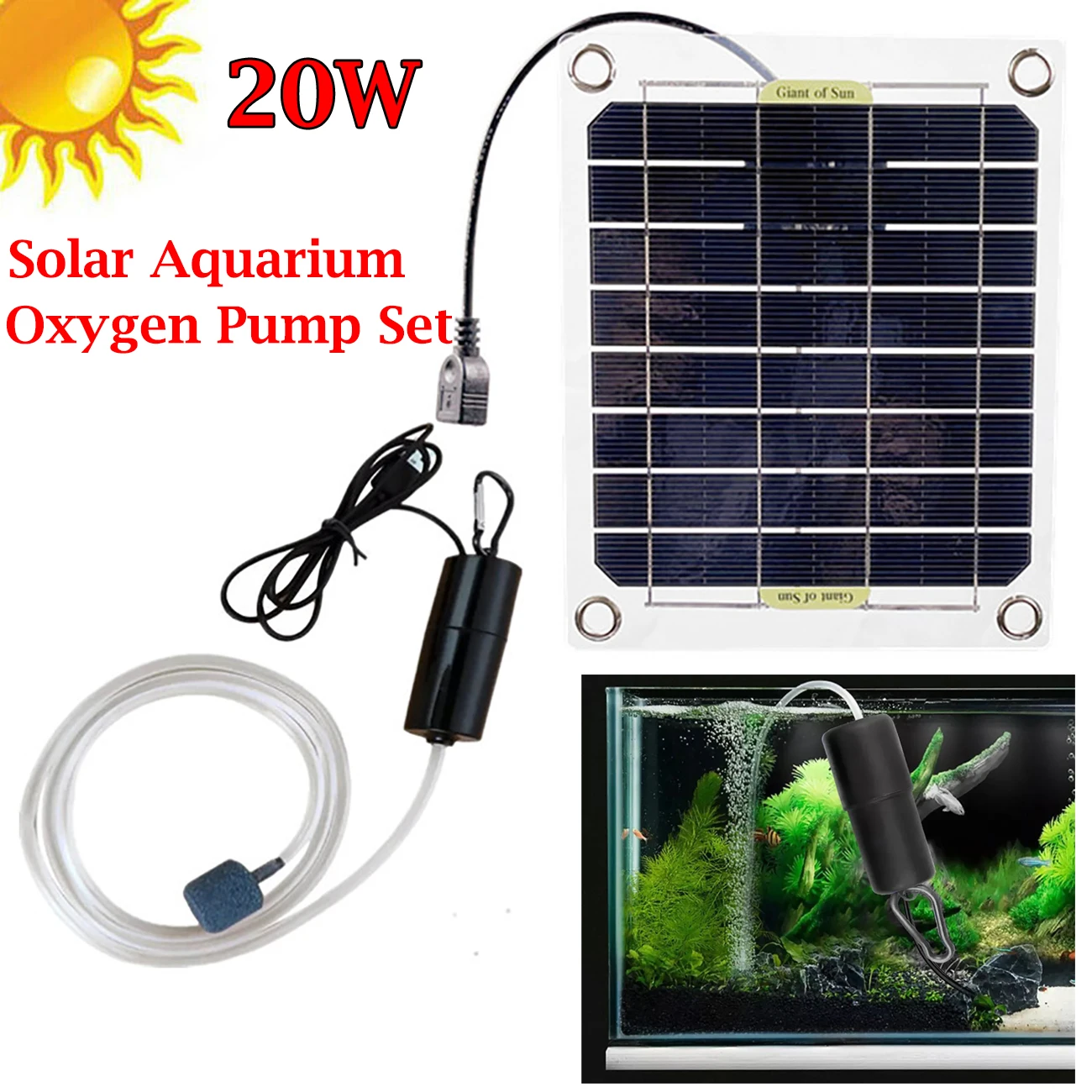 20W Solar Aquarium Oxygen Pump Set Solar Powered Fish Tank Oxygen Pump USB Charging Portable Solar Panel Oxygen Pump Set
20W Solar Aquarium Oxygen Pump Set Solar Powered Fish Tank Oxygen Pump USB Charging Portable Solar Panel Oxygen Pump Set