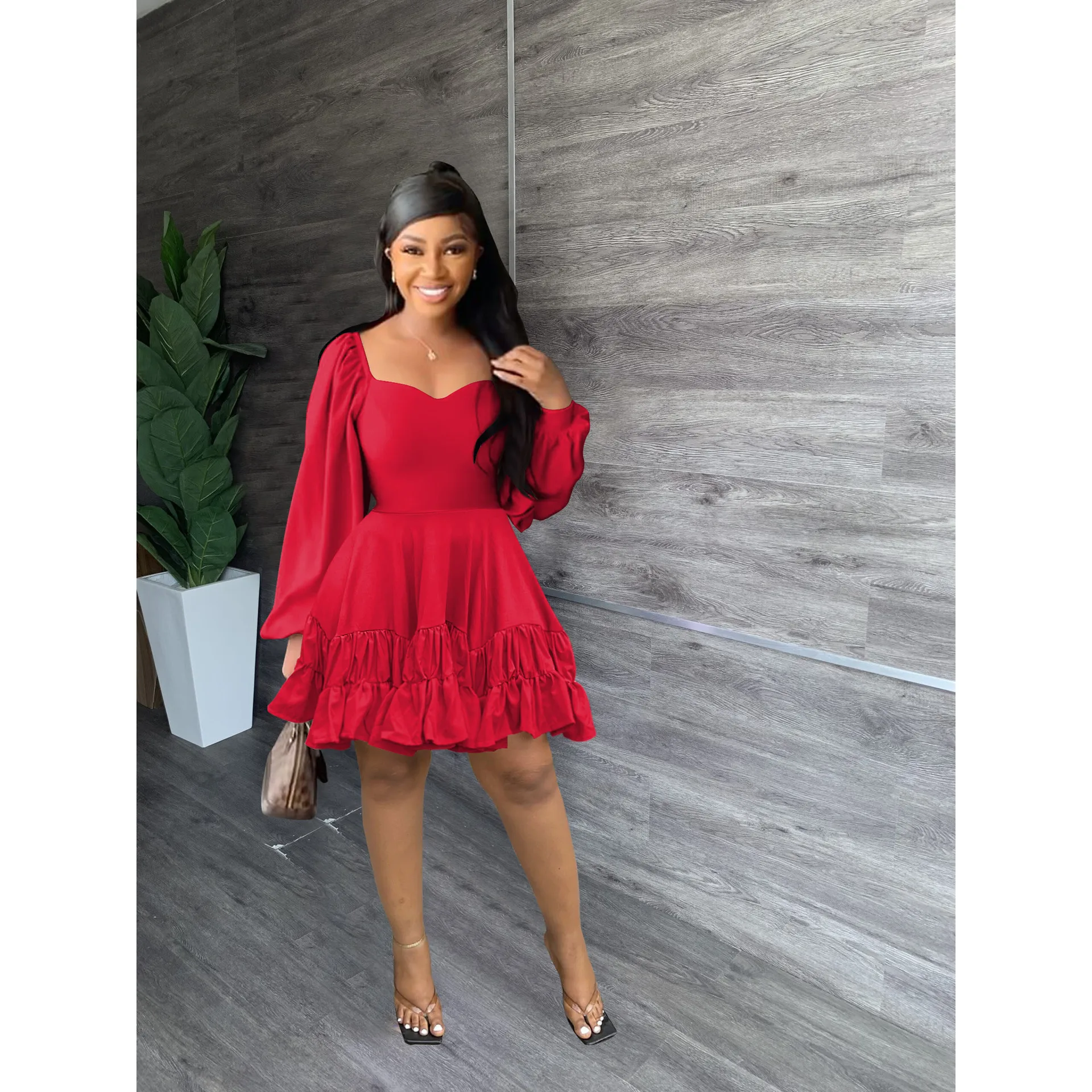 Autumn Fashion Dress Women Sexy Solid Square Neck Long Sleeve High Waist Ruffle Mini Skirt Elegant Dress Women
Autumn Fashion Dress Women Sexy Solid Square Neck Long Sleeve High Waist Ruffle Mini Skirt Elegant Dress Women