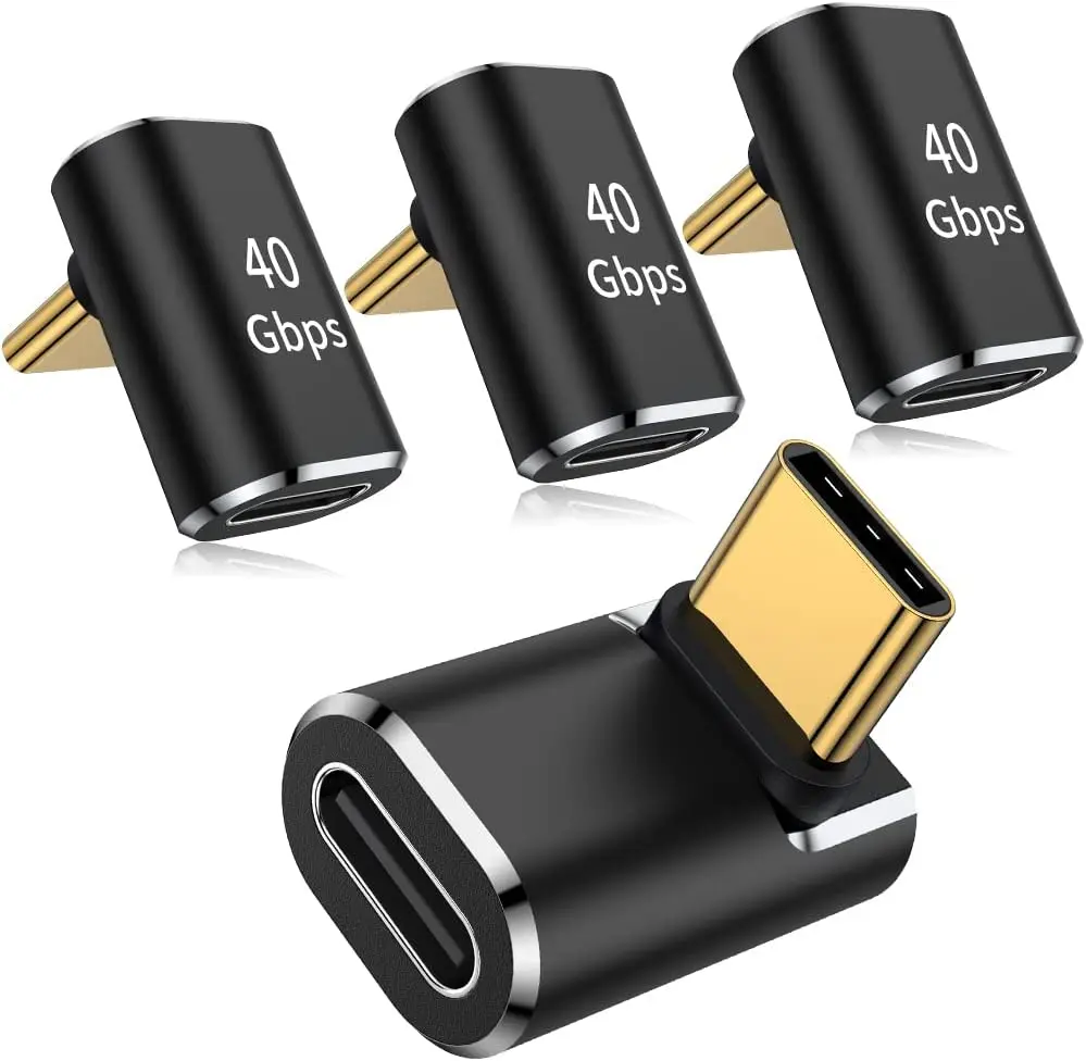 90 Degree USB C Adapter 4 Pack, 40Gbps 100W USB C Male to USB C Female Right Angle Connector Accessories for Steam Deck, Switch
90 Degree USB C Adapter 4 Pack, 40Gbps 100W USB C Male to USB C Female Right Angle Connector Accessories for Steam Deck, Switch