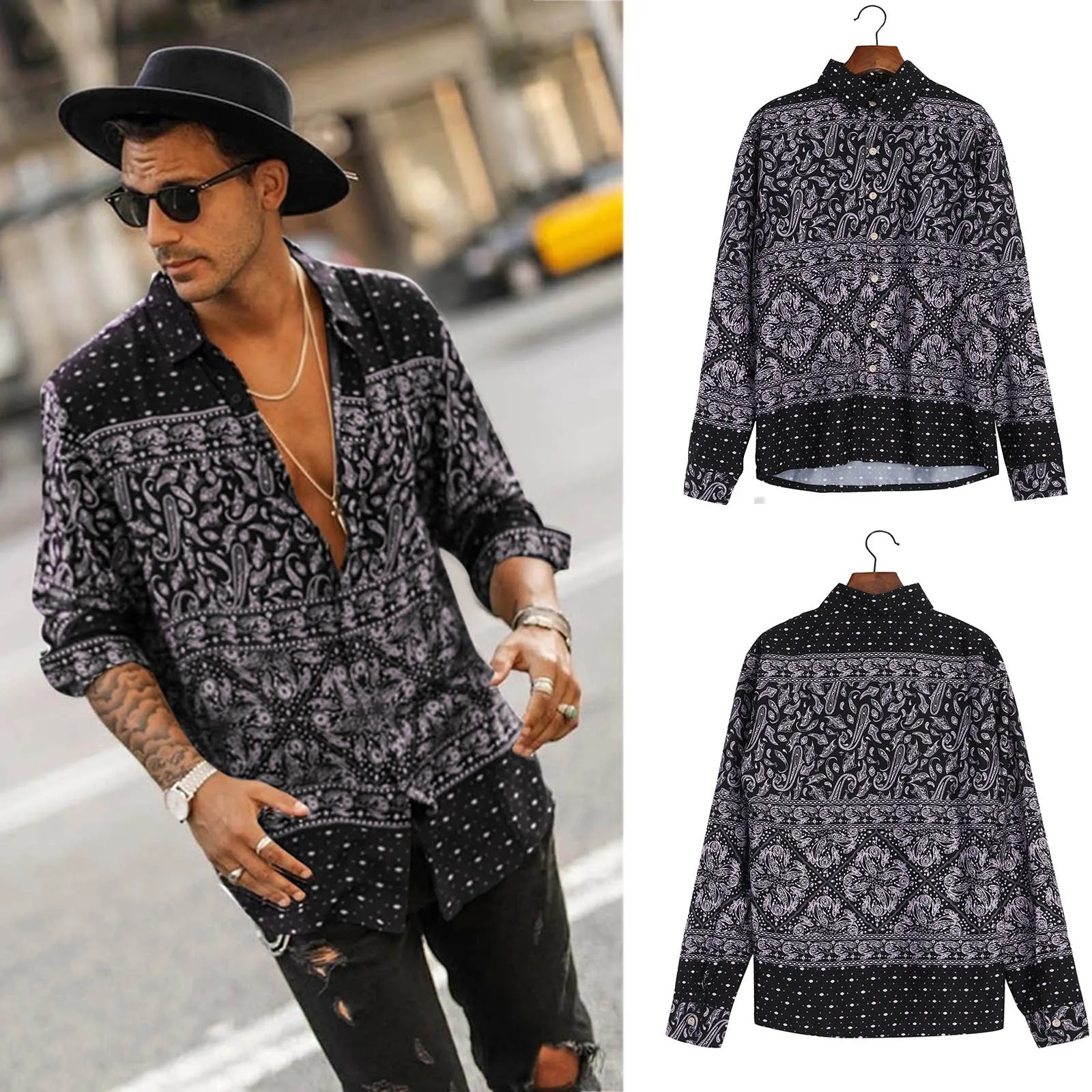 Casual Blouse Shirt Shirt Loose Autumn Casual Sleeve Top Mens Long Beach Fashion Men Shirts with Button
Casual Blouse Shirt Shirt Loose Autumn Casual Sleeve Top Mens Long Beach Fashion Men Shirts with Button