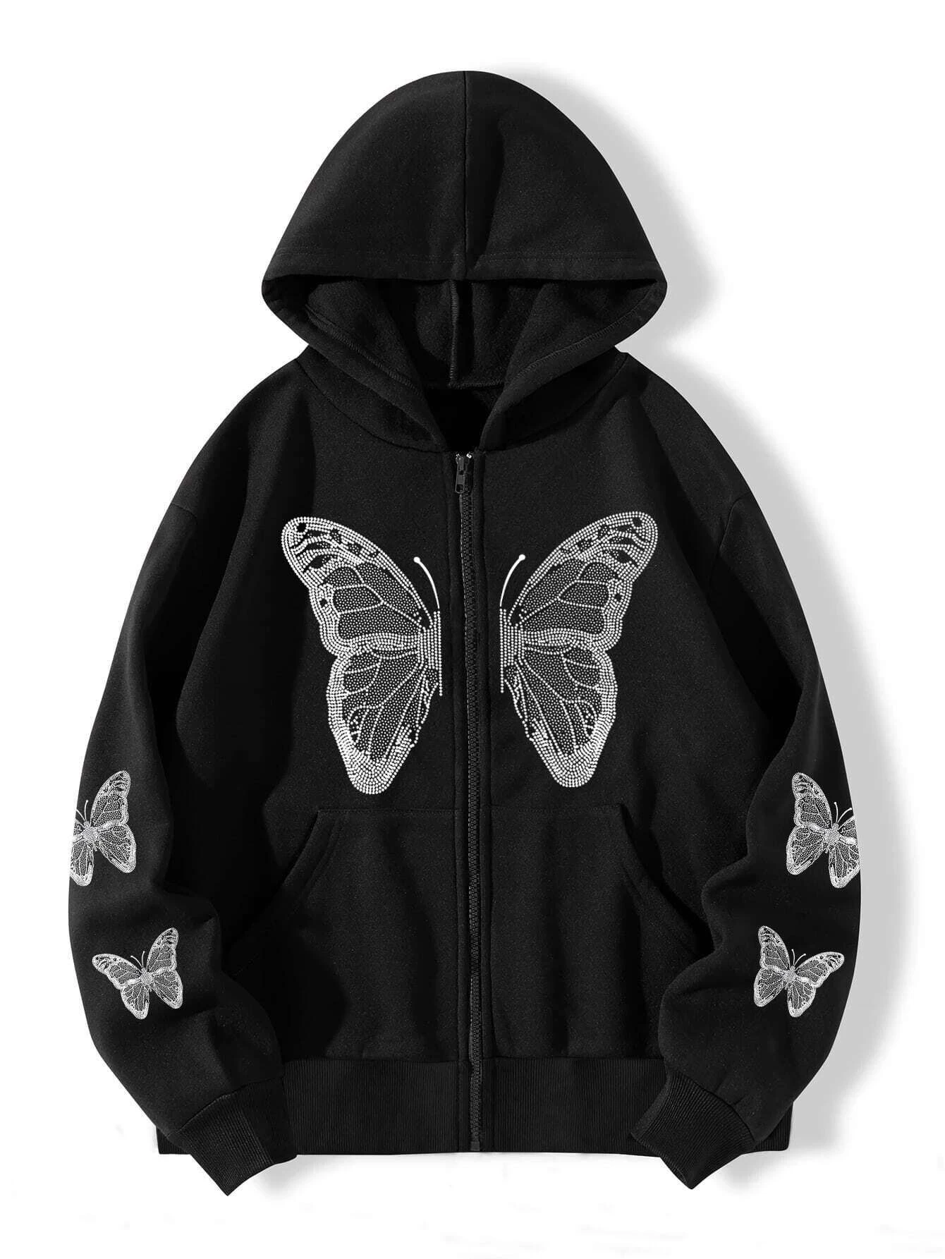 Y2k Oversized Butterfly Print Zip Up Zip Up Hoodies E-girl Streetwear Diamond Grey Harajuku Tops Jacket Autumn hoodie Top
Y2k Oversized Butterfly Print Zip Up Zip Up Hoodies E-girl Streetwear Diamond Grey Harajuku Tops Jacket Autumn hoodie Top