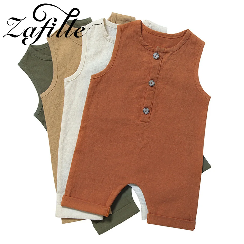 ZAFILLE Solid Baby Boys Clothes Summer Kids Toddler Boys Rompers Sleeveless Sleepwear Linen Infant Outfits Children's Clothing
ZAFILLE Solid Baby Boys Clothes Summer Kids Toddler Boys Rompers Sleeveless Sleepwear Linen Infant Outfits Children's Clothing