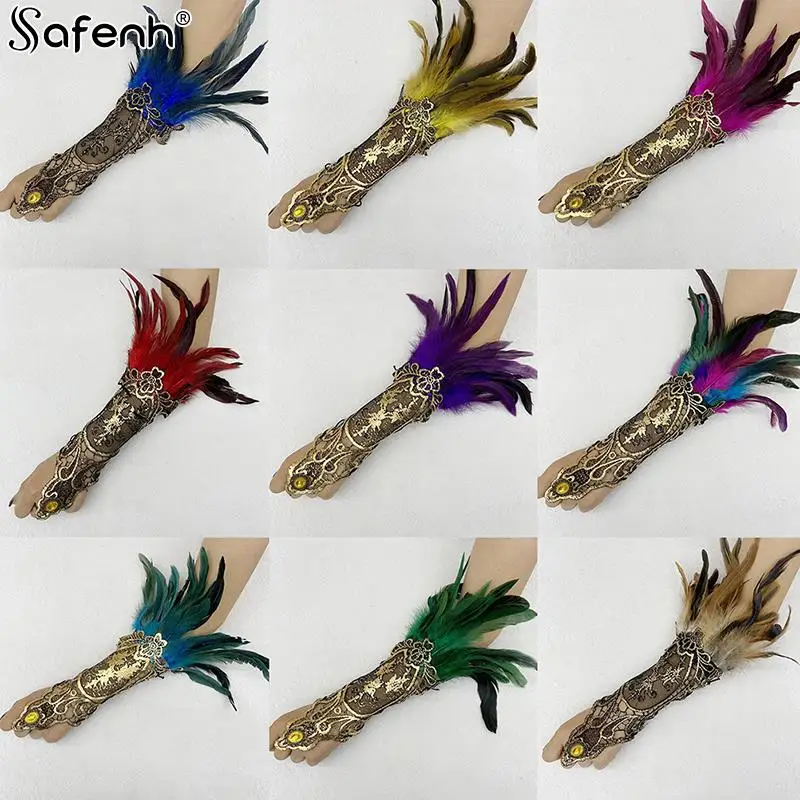 1PCS Gothic Feather Gold Lace Long Glove Bracelet Women Party Sexy Fingerless Gloves Exaggerated Lace Fishnet Gloves Accessories
1PCS Gothic Feather Gold Lace Long Glove Bracelet Women Party Sexy Fingerless Gloves Exaggerated Lace Fishnet Gloves Accessories