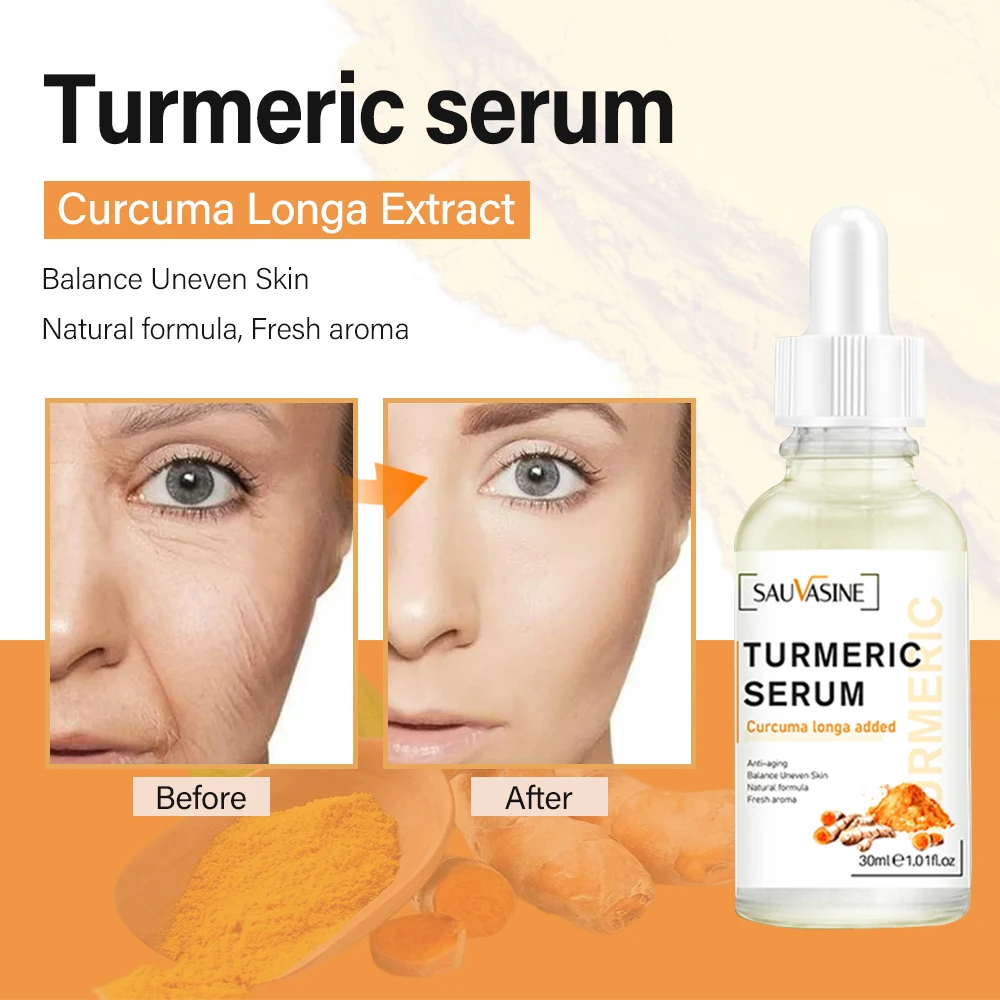 30ml Turmeric Essence Facial Serum Remove Pigment Melanin Moisturizes Skin Fade Acne Marks Fine Lines Anti-aging Brightens Skin
30ml Turmeric Essence Facial Serum Remove Pigment Melanin Moisturizes Skin Fade Acne Marks Fine Lines Anti-aging Brightens Skin