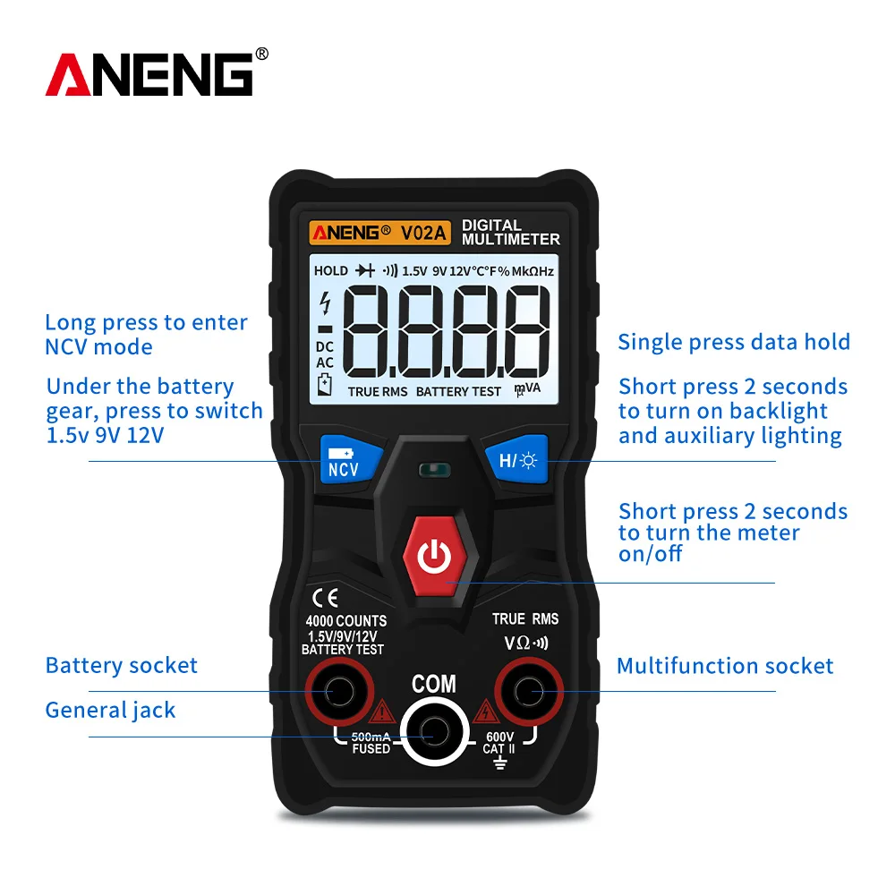 ANENG V02A Measurement Digital Multimeter Counts Digital Multimeter Profesional Capacitor Tester EsrMeter Richmeters Testers
ANENG V02A Measurement Digital Multimeter Counts Digital Multimeter Profesional Capacitor Tester EsrMeter Richmeters Testers