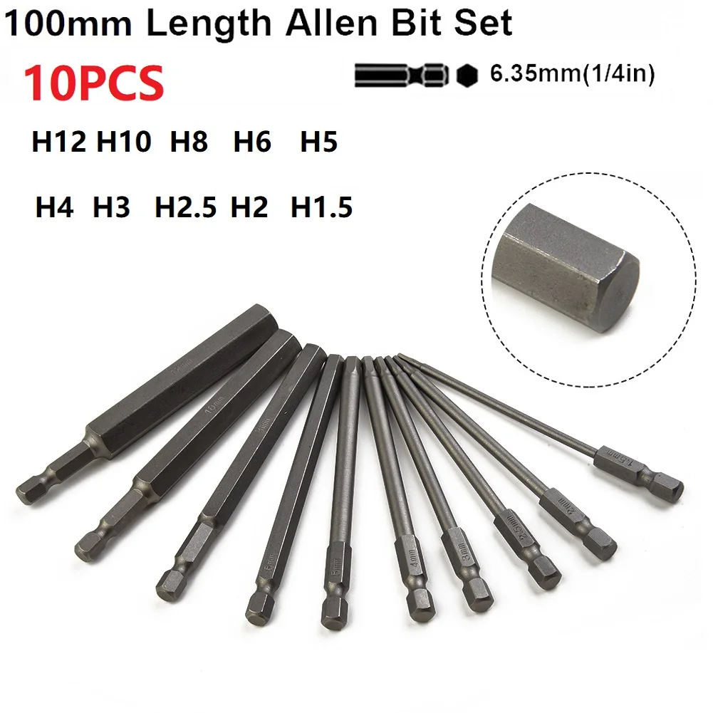 Hex Shank Screwdriver Bits Hex Shank Kits Parts Tools 1/4 Inch Hex 100mm 10pcs Allen Wrench Drill Bit Hex Head
Hex Shank Screwdriver Bits Hex Shank Kits Parts Tools 1/4 Inch Hex 100mm 10pcs Allen Wrench Drill Bit Hex Head