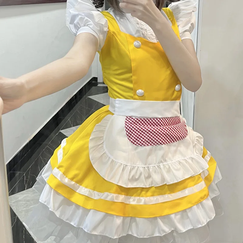Anime Japanese Cute Cat Bell Cosplay Costume Yellow Maid Dress Lolita Princess Skirt Adult Woman Sexy Kawaii Carnival Party Suit
Anime Japanese Cute Cat Bell Cosplay Costume Yellow Maid Dress Lolita Princess Skirt Adult Woman Sexy Kawaii Carnival Party Suit