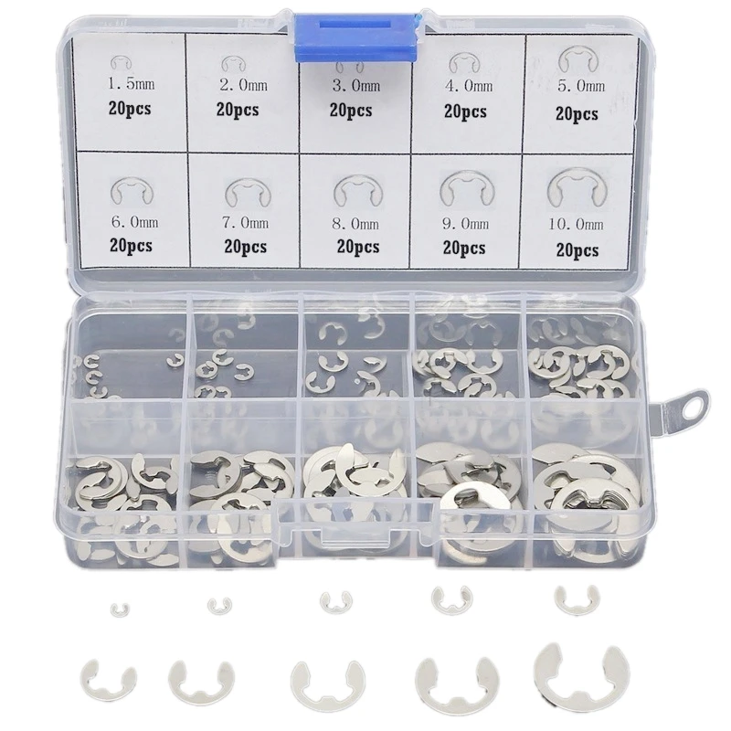 120 PCS 304 Stainless Steel E Clip Washer Assortment Kit For Shaft Fastener M1.5-M10
120 PCS 304 Stainless Steel E Clip Washer Assortment Kit For Shaft Fastener M1.5-M10