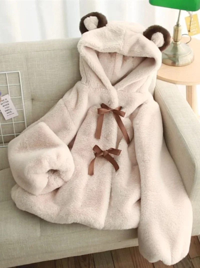 Japanese Style Kawaii Girls Plush Lolita Coat Women Autumn and Winter Cute Solid Thickened Hairy Bear Ears Warm Hooded Jackets
Japanese Style Kawaii Girls Plush Lolita Coat Women Autumn and Winter Cute Solid Thickened Hairy Bear Ears Warm Hooded Jackets