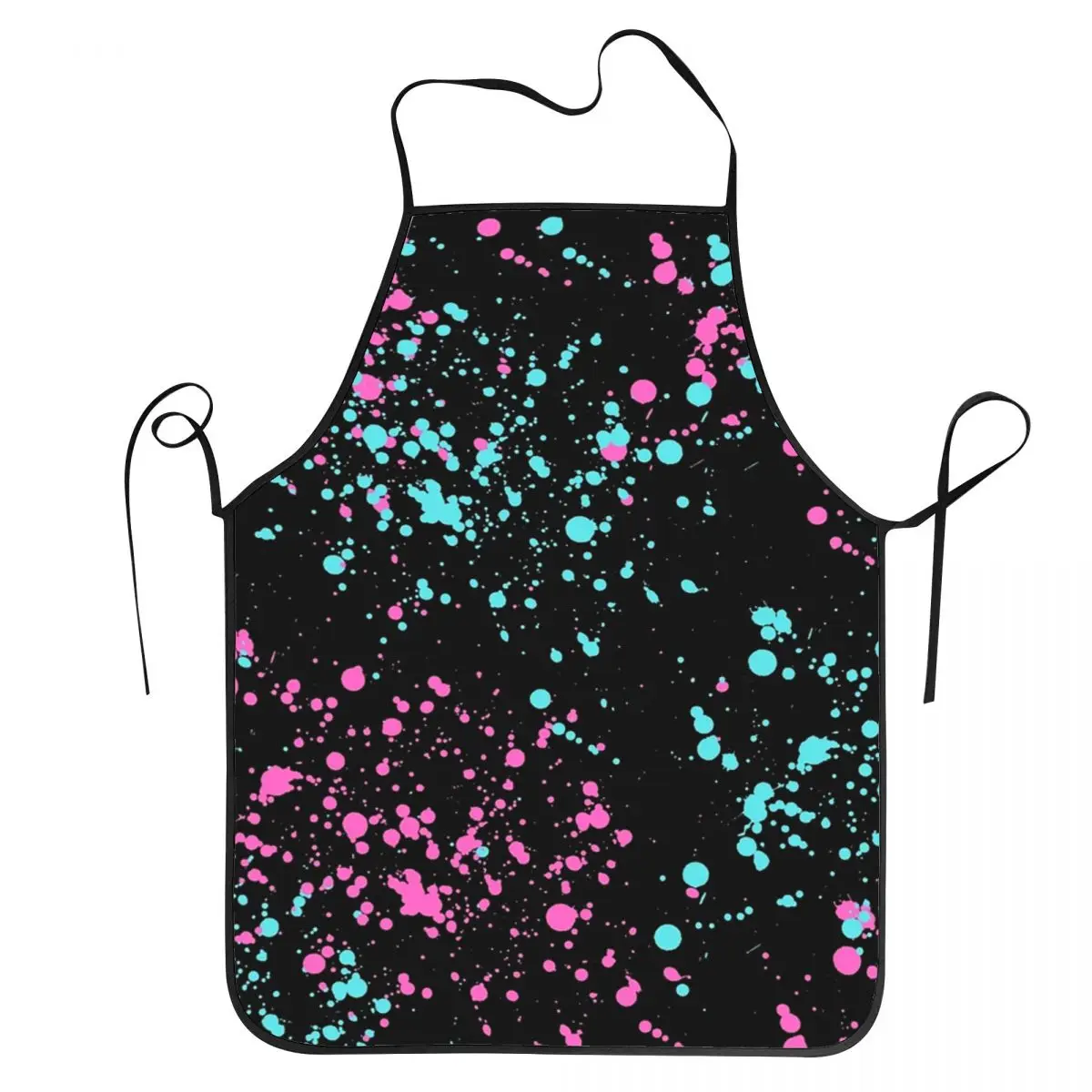 

Unisex Pink And Blue Paint Splatter Design Apron Adult Women Men Chef Tablier Cuisine for Cooking Kitchen Graffiti Art Gardening