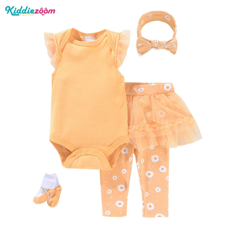 Комплект детской одежды Kiddiezoom из 4 предметов для новорожденных девочек, одежда для малышей на лето и осень, боди, штаны, повязка на голову, но...
Комплект детской одежды Kiddiezoom из 4 предметов для новорожденных девочек, одежда для малышей на лето и осень, боди, штаны, повязка на голову, но...