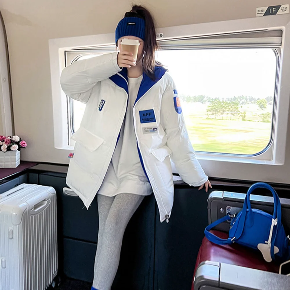 Women Winter Thick Hooded Cotton Padded Coats White Blue Wear Both Sides Short Jacket Loose Puffer Parkas Casual Clothes Outwear
Women Winter Thick Hooded Cotton Padded Coats White Blue Wear Both Sides Short Jacket Loose Puffer Parkas Casual Clothes Outwear