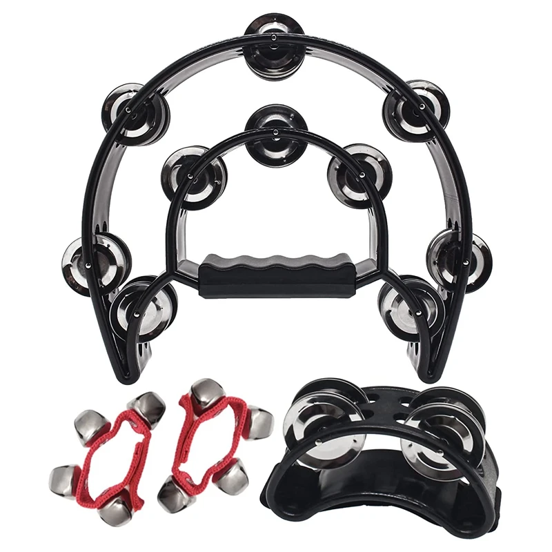 Double Row Tambourine Foot Tambourine Set, Half Moon Tambourine Metal Jingles Hand Held Percussion With Band Wrist Bells
Double Row Tambourine Foot Tambourine Set, Half Moon Tambourine Metal Jingles Hand Held Percussion With Band Wrist Bells