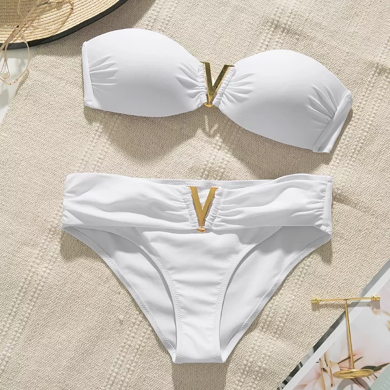 V White push up woman swimsuit 2022 new Summer beach sexy bikini set solid swimming suit for women swimwear Bandeau bathing suit
V White push up woman swimsuit 2022 new Summer beach sexy bikini set solid swimming suit for women swimwear Bandeau bathing suit