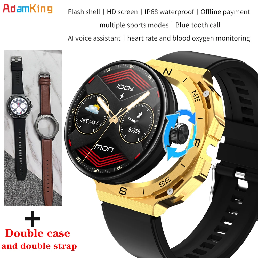2023 New Men Blue Tooth Call Double Case Smart Watch Waterproof Sports Heartrate Voice Assistant Wireless charging Smartwatch
2023 New Men Blue Tooth Call Double Case Smart Watch Waterproof Sports Heartrate Voice Assistant Wireless charging Smartwatch