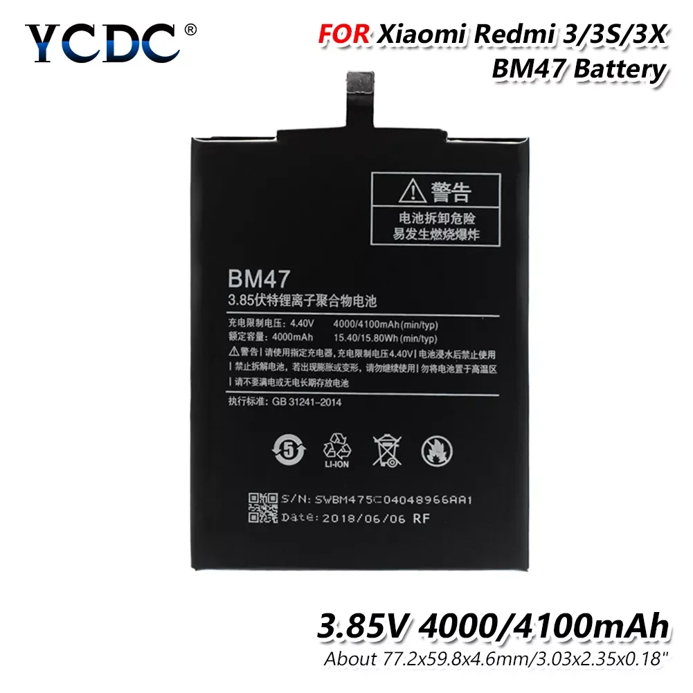 NEW2023 Phone Battery BM47 for Xiaomi Redmi 3 3S 3X 4X 4000 mAh High Quality Replacement Bateria Rechargeable Batteries Mobile
NEW2023 Phone Battery BM47 for Xiaomi Redmi 3 3S 3X 4X 4000 mAh High Quality Replacement Bateria Rechargeable Batteries Mobile