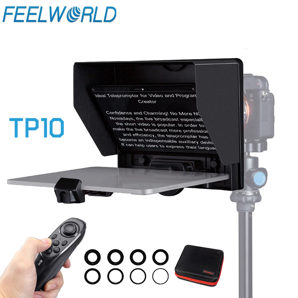 FEELWORLD TP10 Teleprompter for iPad Tablet DSLR Camera & Smartphone Shooting APP Compatible with iOS/And /Android Case Included
FEELWORLD TP10 Teleprompter for iPad Tablet DSLR Camera & Smartphone Shooting APP Compatible with iOS/And /Android Case Included