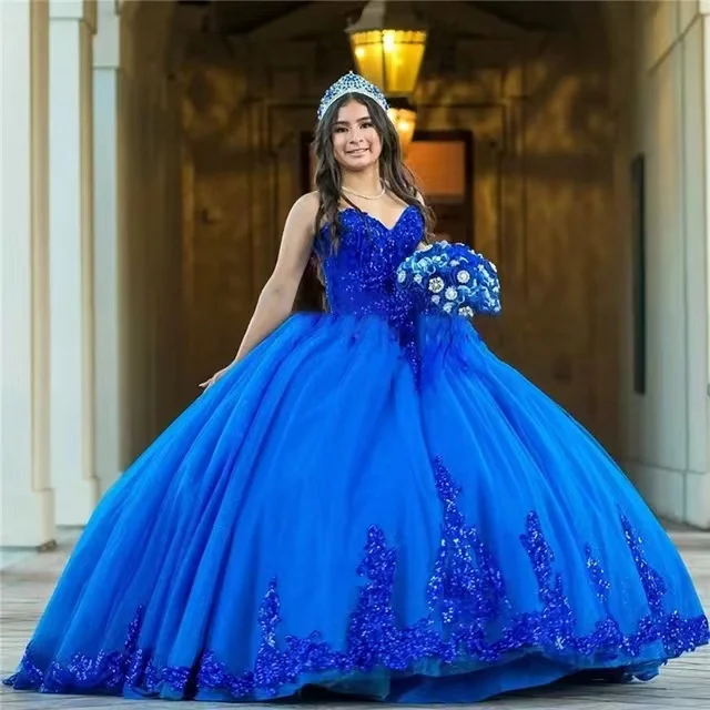 ANGELSBRIDEP Royal Blue Quinceanera Dresses Lace Appliques Sequined Ball Gown Princess Celebrity Sweet 16 Gowns Vestidos
ANGELSBRIDEP Royal Blue Quinceanera Dresses Lace Appliques Sequined Ball Gown Princess Celebrity Sweet 16 Gowns Vestidos