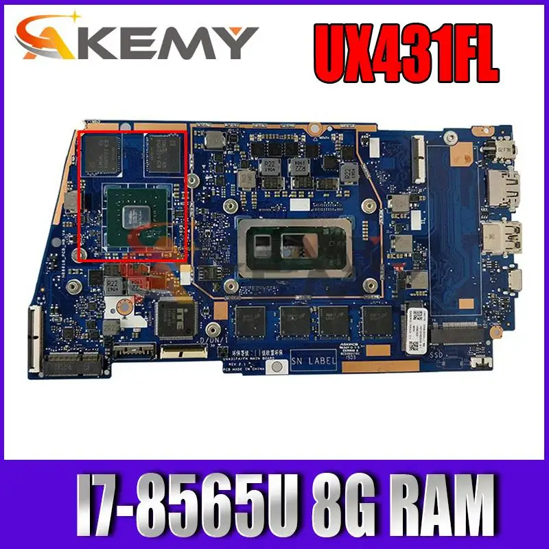 UX431FL Mainboard For ASUS ZenBook UX431FL UX431FNC UX431FN UX431F Laptop Motherboard With I7-8565U 8G RAM
UX431FL Mainboard For ASUS ZenBook UX431FL UX431FNC UX431FN UX431F Laptop Motherboard With I7-8565U 8G RAM