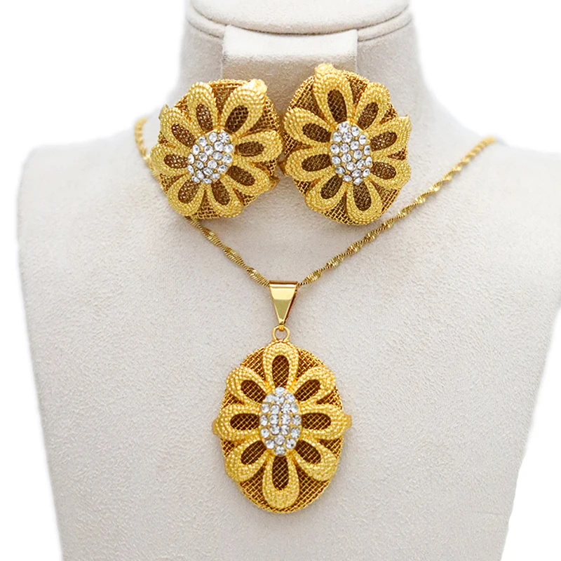 Arab Jewelry Sets Small Nigerian Pendant and Earrings for Women/Girls Gold Flower Africa Ethiopian Jewellery Gift
Arab Jewelry Sets Small Nigerian Pendant and Earrings for Women/Girls Gold Flower Africa Ethiopian Jewellery Gift