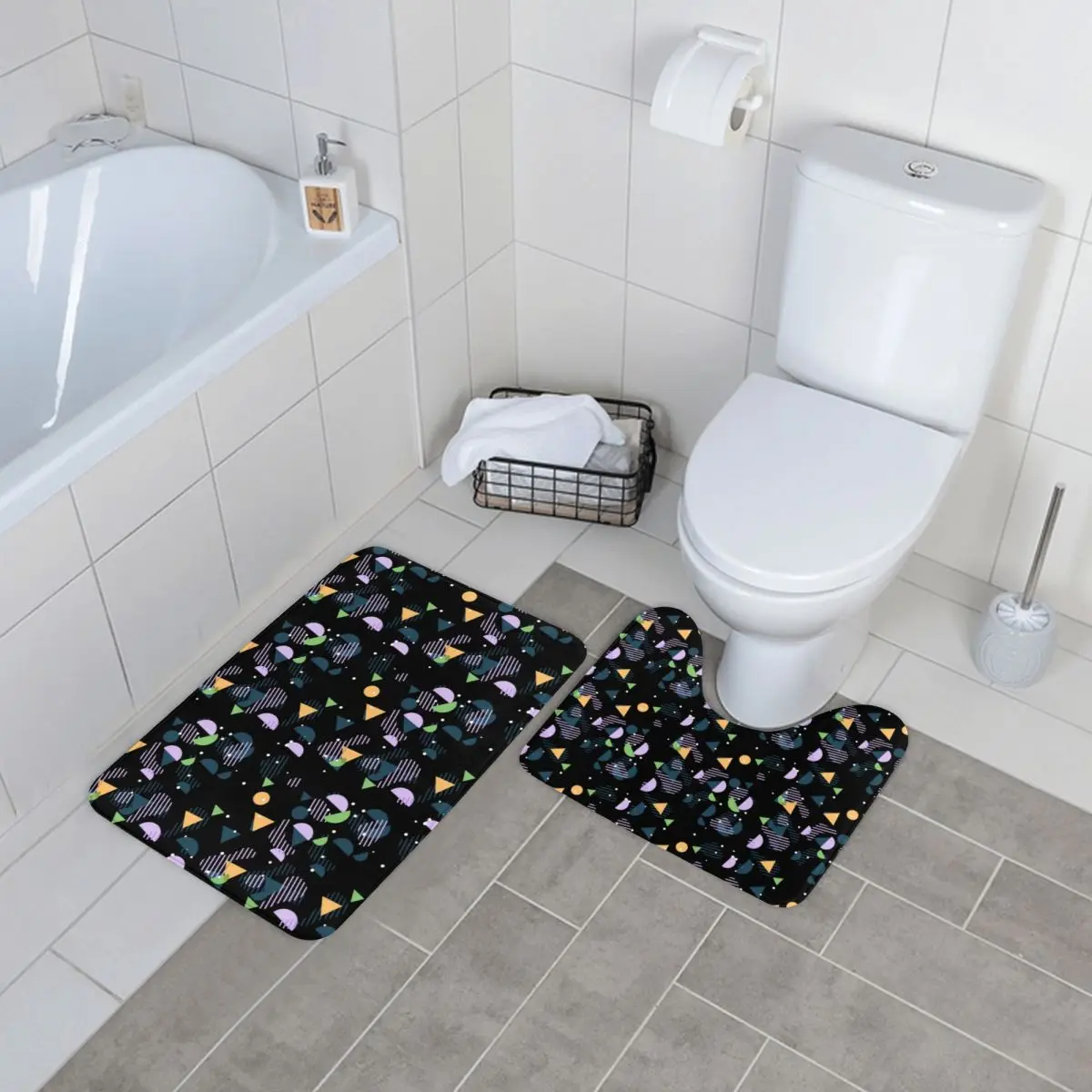 Hip Geometric Bath Mat Modern Abstract Print 2 Pieces Washable Toilet Bathroom Mat Set Modern Polyester Bathroom Rug
Hip Geometric Bath Mat Modern Abstract Print 2 Pieces Washable Toilet Bathroom Mat Set Modern Polyester Bathroom Rug