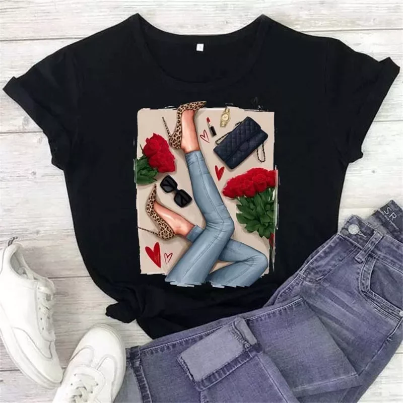 Hot Harajuku High Heel Print T Shirt Women Short Sleeve O Neck Loose Tshirt Summer Fashion Tee Tops Female Camisetas Mujer
Hot Harajuku High Heel Print T Shirt Women Short Sleeve O Neck Loose Tshirt Summer Fashion Tee Tops Female Camisetas Mujer