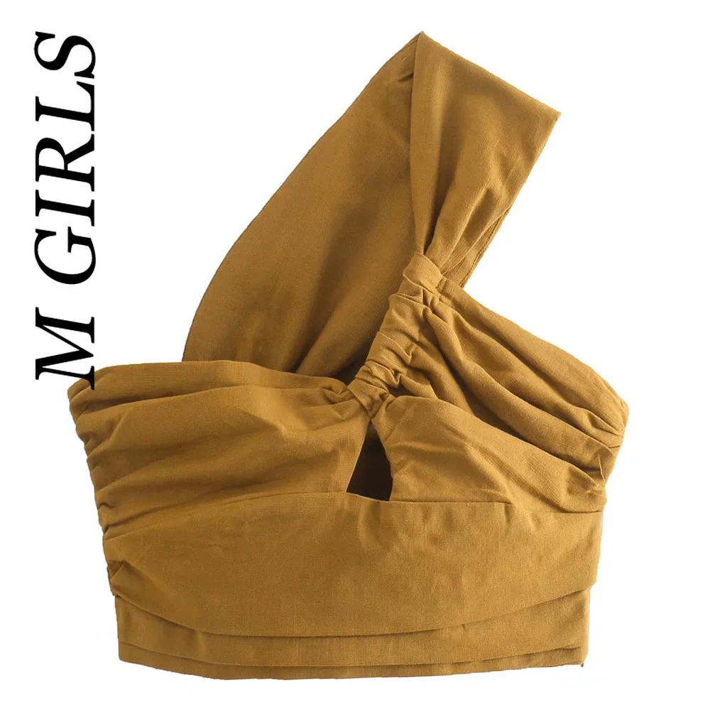 M GIRLS Women Sexy Fashion Pleated Asymmetry Linen Crop Tank Tops Vintage One Shoulder Side Zipper Female Camis Mujer
M GIRLS Women Sexy Fashion Pleated Asymmetry Linen Crop Tank Tops Vintage One Shoulder Side Zipper Female Camis Mujer