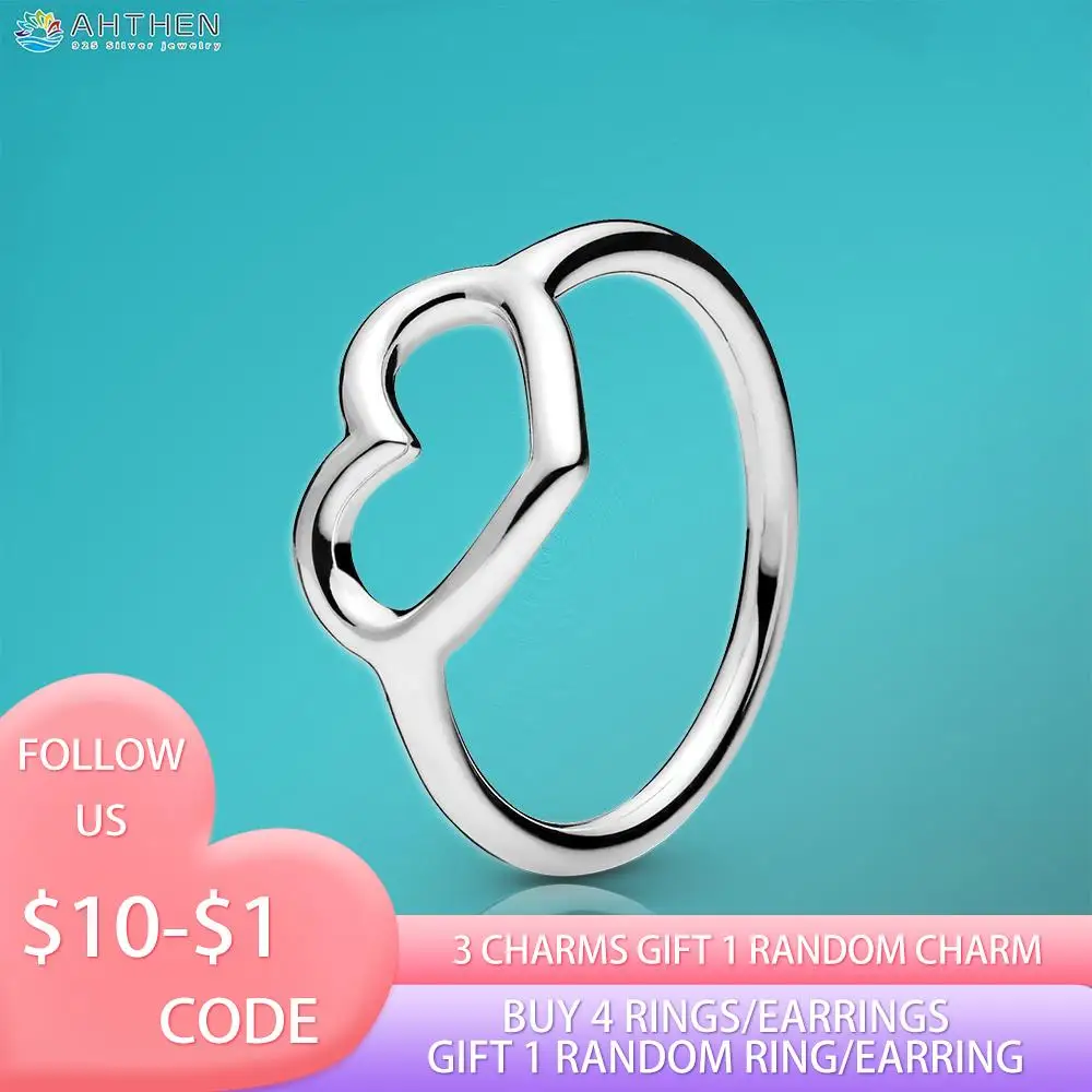 Кольца из серебра 925 пробы, с отполированным открытым сердцем 
Кольца из серебра 925 пробы, с отполированным открытым сердцем