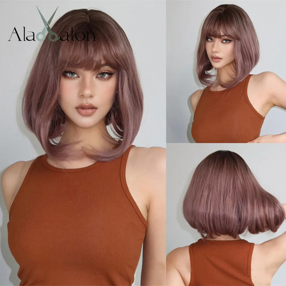 ALAN EATON короткий Боб грязно-розовый синтетический парик с челкой прямые высококачественные искусственные волосы для белых женщин ежедневное использование искусственный Косплей 
ALAN EATON короткий Боб грязно-розовый синтетический парик с челкой прямые высококачественные искусственные волосы для белых женщин ежедневное использование искусственный Косплей