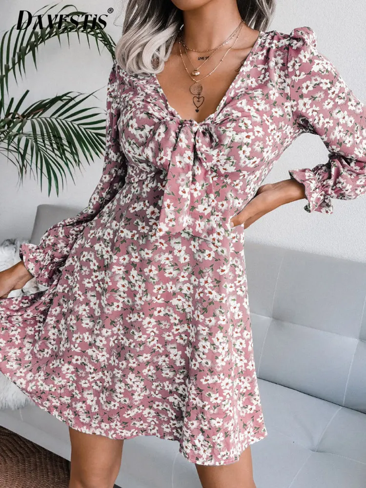 2023 Spring Summer New Deep V Neck Long Sleeve Dresses for Women Casual Floral Chiffon Dress Ladies Beach Party Mini Dress 
2023 Spring Summer New Deep V Neck Long Sleeve Dresses for Women Casual Floral Chiffon Dress Ladies Beach Party Mini Dress