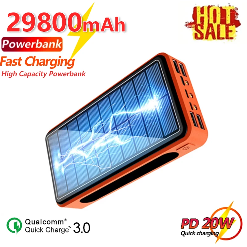 29800mAh Large Capacity Solar PowerBank with 4USB Port LED Light Power Bank External Battery Fast Charging for Xiaomi IPhone
29800mAh Large Capacity Solar PowerBank with 4USB Port LED Light Power Bank External Battery Fast Charging for Xiaomi IPhone
