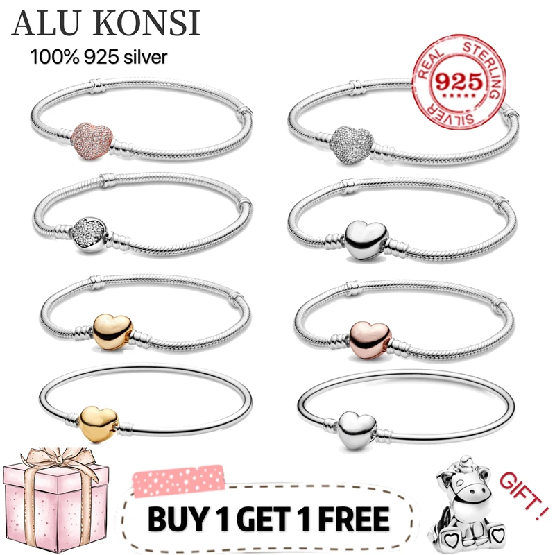 Hot Sale High Quality Real 100% 925 Sterling Silver pan bracelet Love heart bracelet For Women Fit Original DIY Charm Jewelry
Hot Sale High Quality Real 100% 925 Sterling Silver pan bracelet Love heart bracelet For Women Fit Original DIY Charm Jewelry