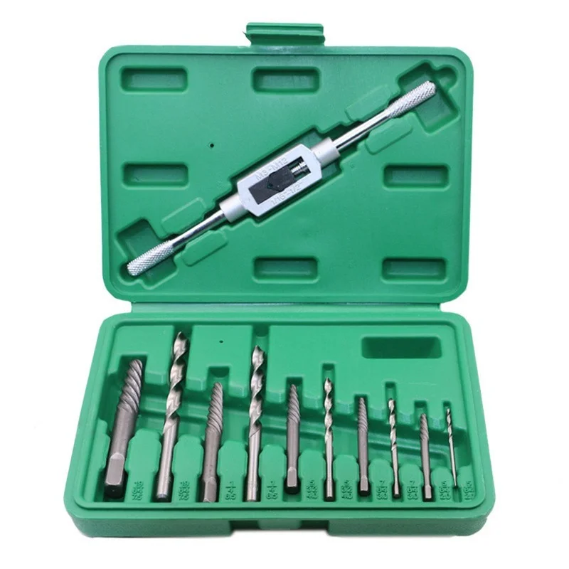 11pcs Screw Extractor Broken Bolt Remover Drill with High Hardness Machine Repair 3MM-10MM Head with Holder Repair Tool Set
11pcs Screw Extractor Broken Bolt Remover Drill with High Hardness Machine Repair 3MM-10MM Head with Holder Repair Tool Set