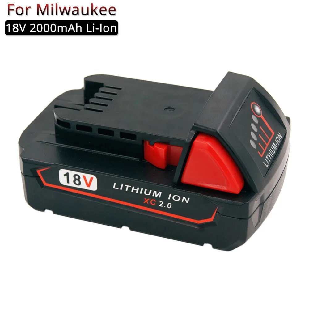 

Аккумуляторная батарея 18 в, 2 А, сменные литий-ионные батареи для Milwaukee M18, электроинструменты 48-11-1820 48-11-1840, беспроводные дрели