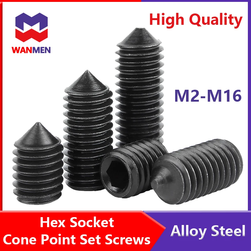 12.9Grade Black M2 M2.5 M3 M4 M5 M6 M8 M10 M12 M14 M16 Hex Hexagon Socket Cone Point Grub Set Screw Tapered End Bolt Alloy Steel
12.9Grade Black M2 M2.5 M3 M4 M5 M6 M8 M10 M12 M14 M16 Hex Hexagon Socket Cone Point Grub Set Screw Tapered End Bolt Alloy Steel