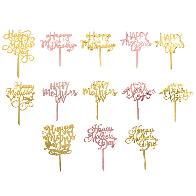 

New Happy Mother's Day Cake Topper Acrylic Gold Mum Best Mom Cake Topper for Mommy Mother's Day Birthday Party Cake Decorations