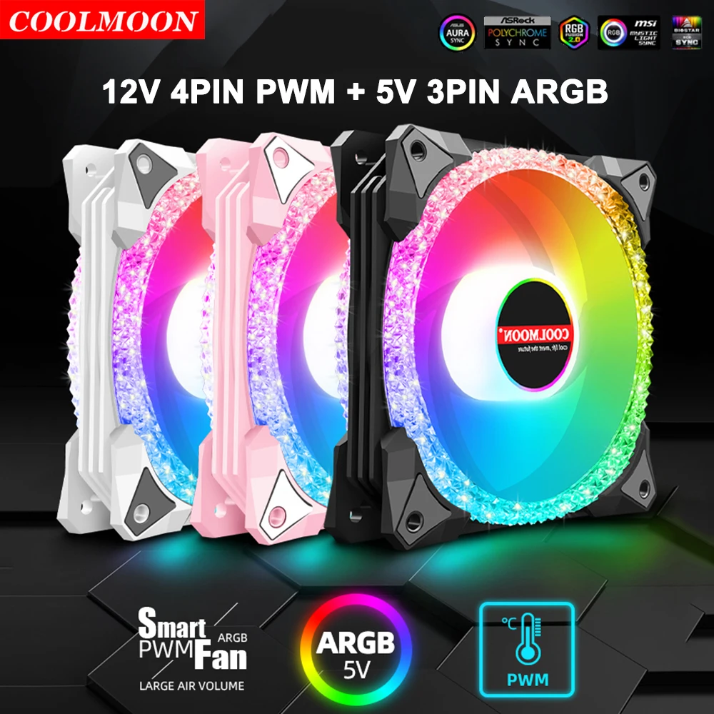 Coolmoon 120mm Ventoinha Diamond Style 5V 3Pin RGB Fan Hydraulic Bearing 12V 4Pin PWM Cooler Radiator Aura Sync Ventilador D8
Coolmoon 120mm Ventoinha Diamond Style 5V 3Pin RGB Fan Hydraulic Bearing 12V 4Pin PWM Cooler Radiator Aura Sync Ventilador D8