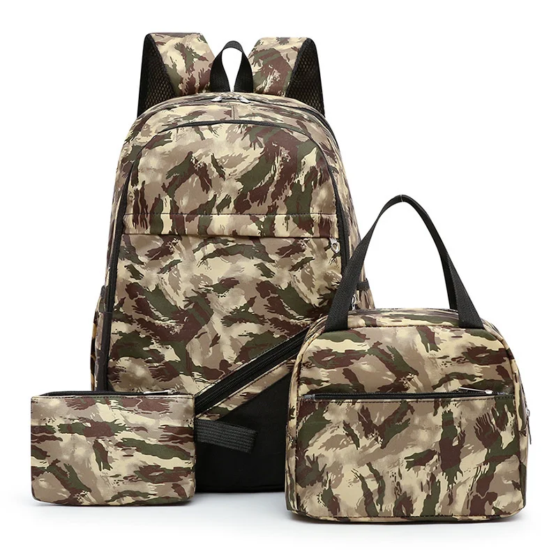 Camouflage Korean Version Large Capacity Backpack Three Piece Set Student Schoolbag Personalized Fashion Trend Decompression
Camouflage Korean Version Large Capacity Backpack Three Piece Set Student Schoolbag Personalized Fashion Trend Decompression